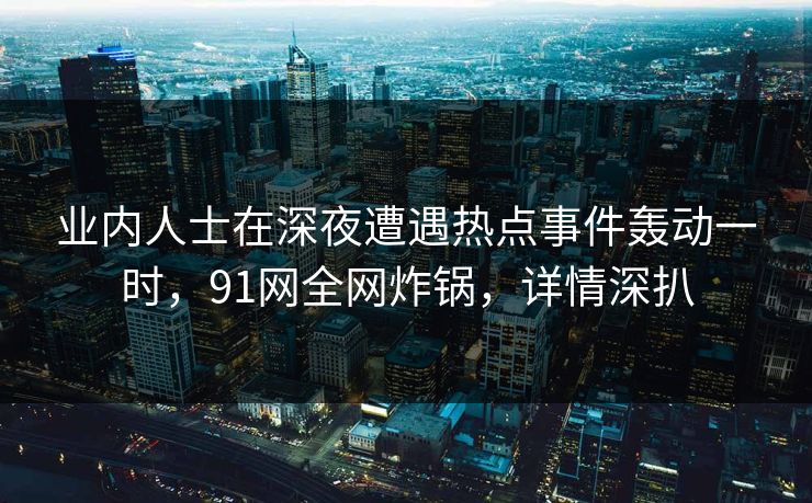 业内人士在深夜遭遇热点事件轰动一时，91网全网炸锅，详情深扒