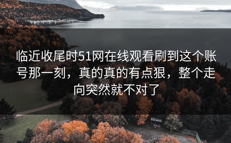 临近收尾时51网在线观看刷到这个账号那一刻，真的真的有点狠，整个走向突然就不对了